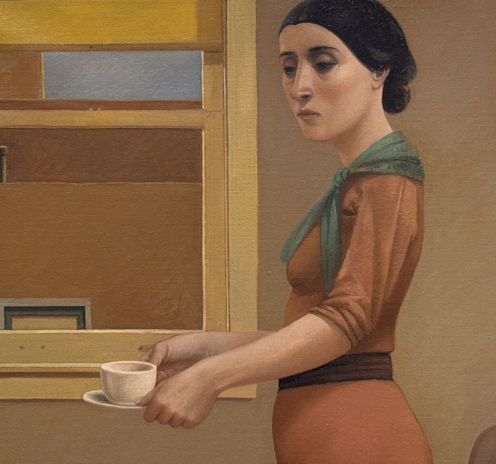 Painting of a man and woman in their city apartment