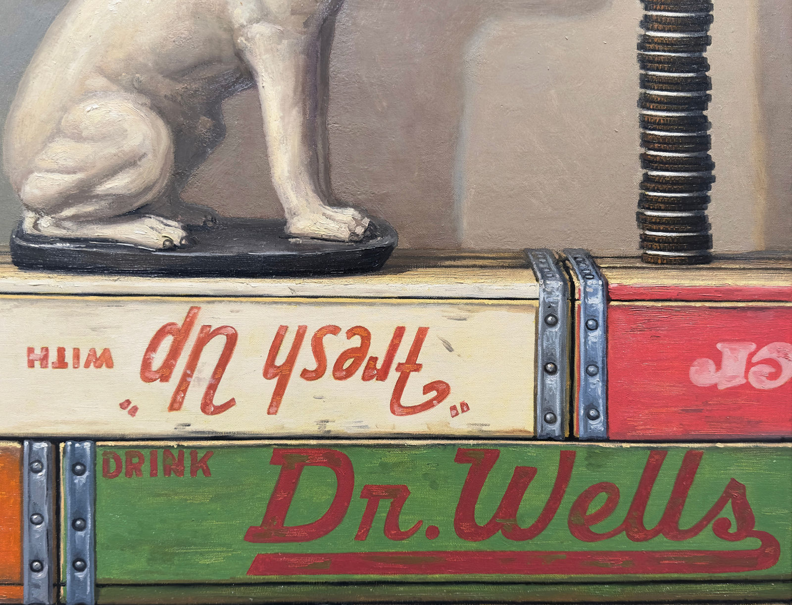 Dog figurine staring at oreo tower