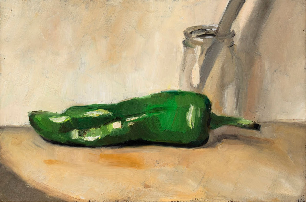 Evan Salmon, Still Life with Green Chilli, 2025