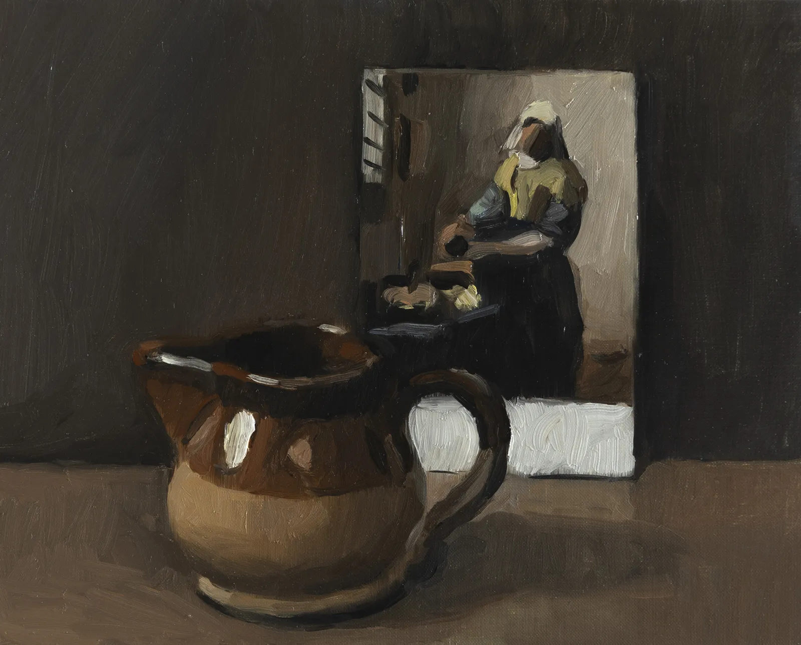 Evan Salmon, Jug and Vermeer Postcard, 2024