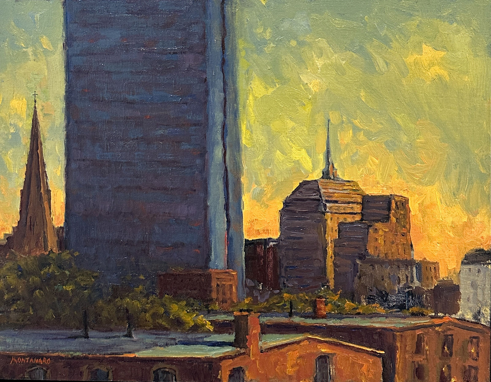 Todd Montanaro (b. 1967), Sun Setting in Back Bay