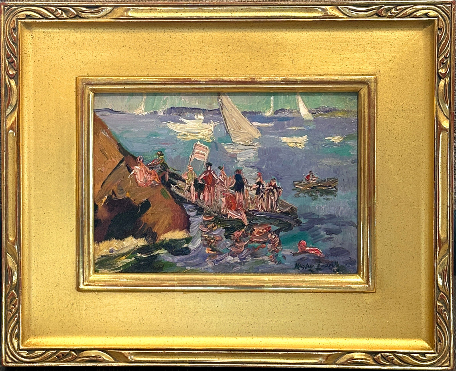 Hayley Lever (1876-1958), Swimming at Plum Cove