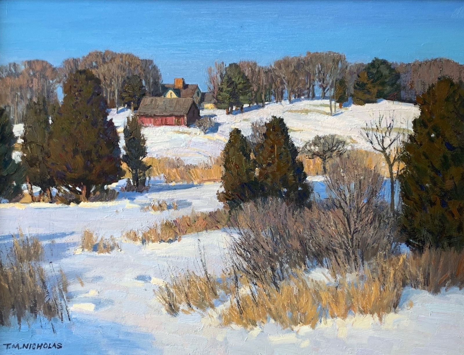 T.M. Nicholas (b. 1963), Farm on the Hill