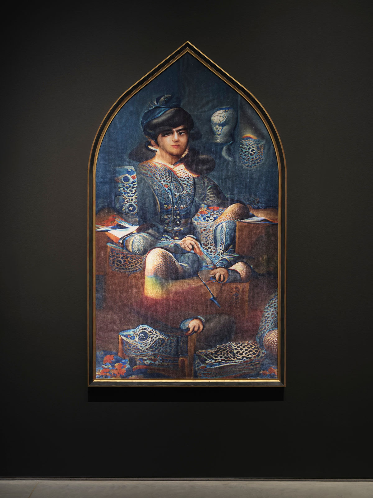 Morehshin Allahyari, ماه طلعت (Moon-Faced) Velvet Fragments I, 2023