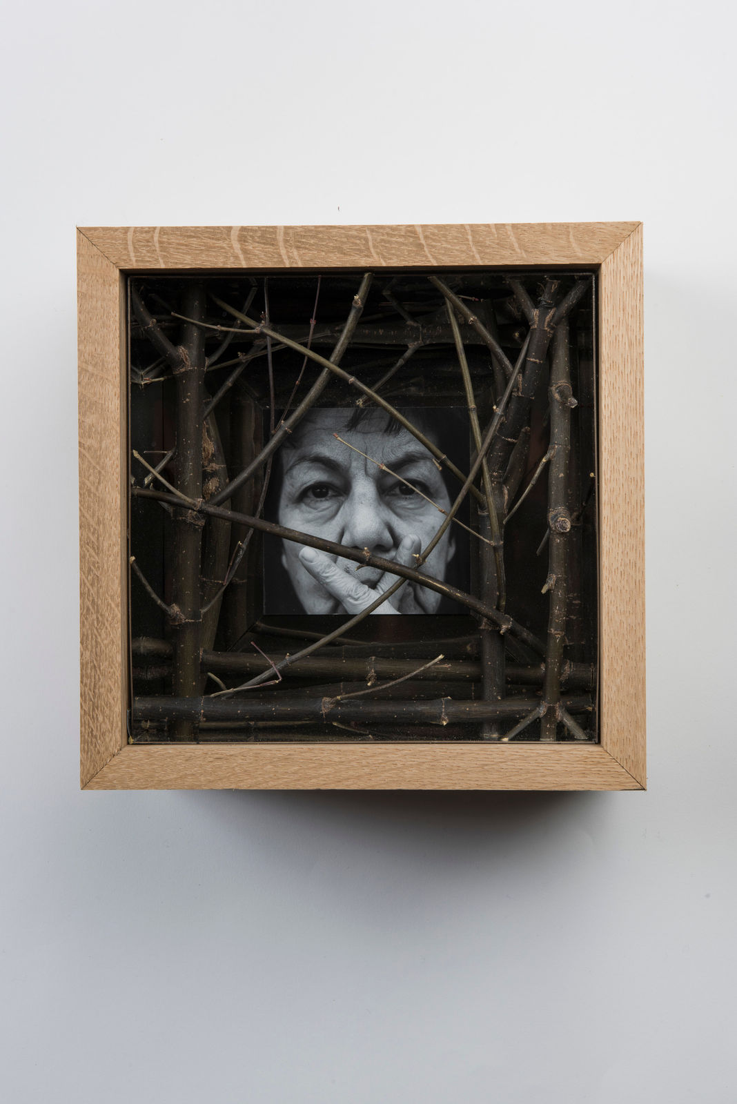 Kalliopi Lemos, Wooden and Stainless Steel Box with Face and Hands no.4, 2018