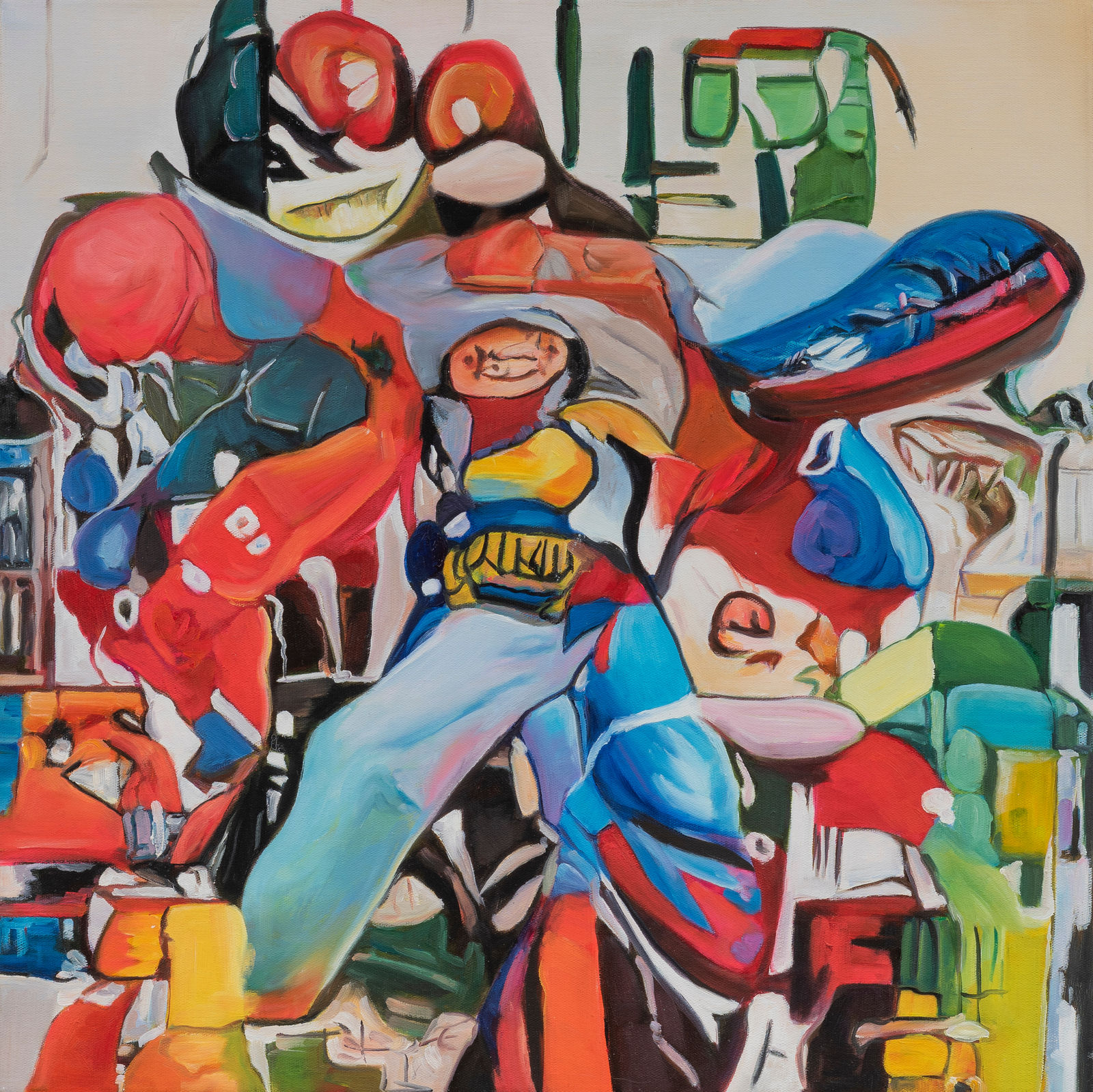 Alexander Reben, A Group of People Riding on the Back of a Motorcycle, 2018