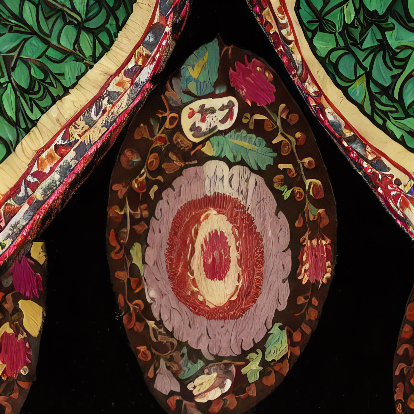 Aziza Kadyri, AI Suzani series: Self-exoticisation Archives III, video still I, 2023