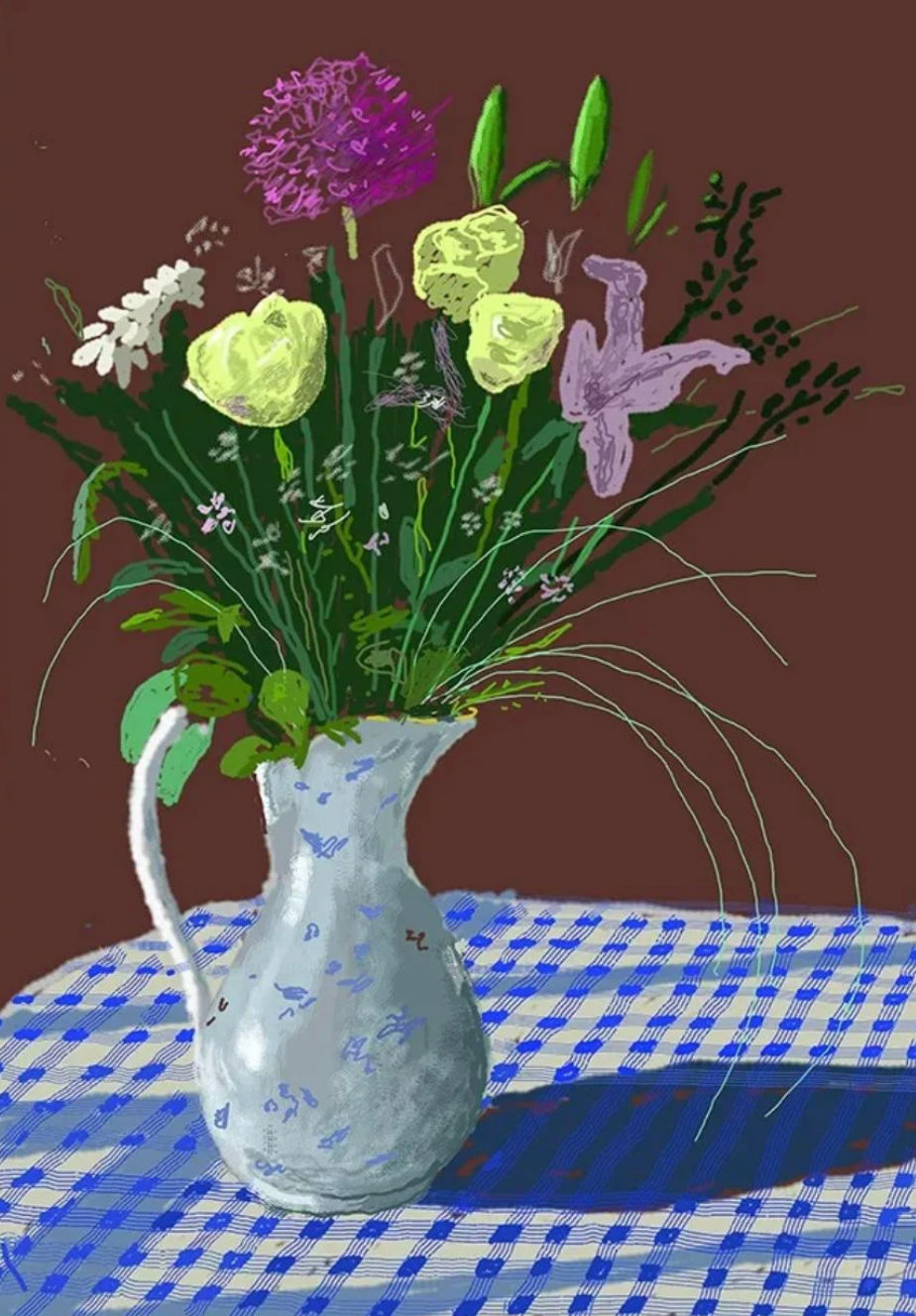 David Hockney, 20th February 2021, Jug with Flowers, 2021