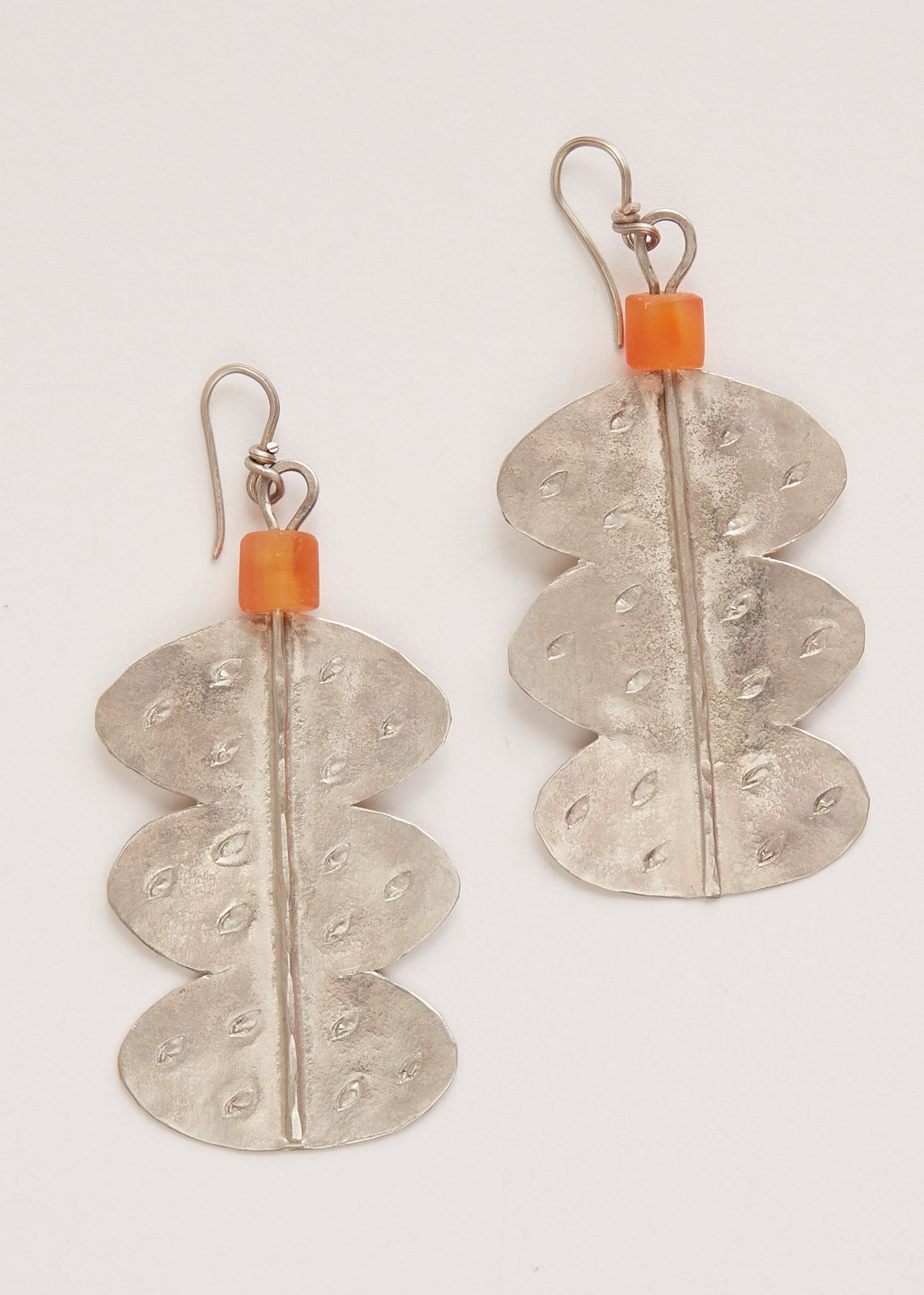 Breon O'Casey, Silver and carnelian earrings, undated
