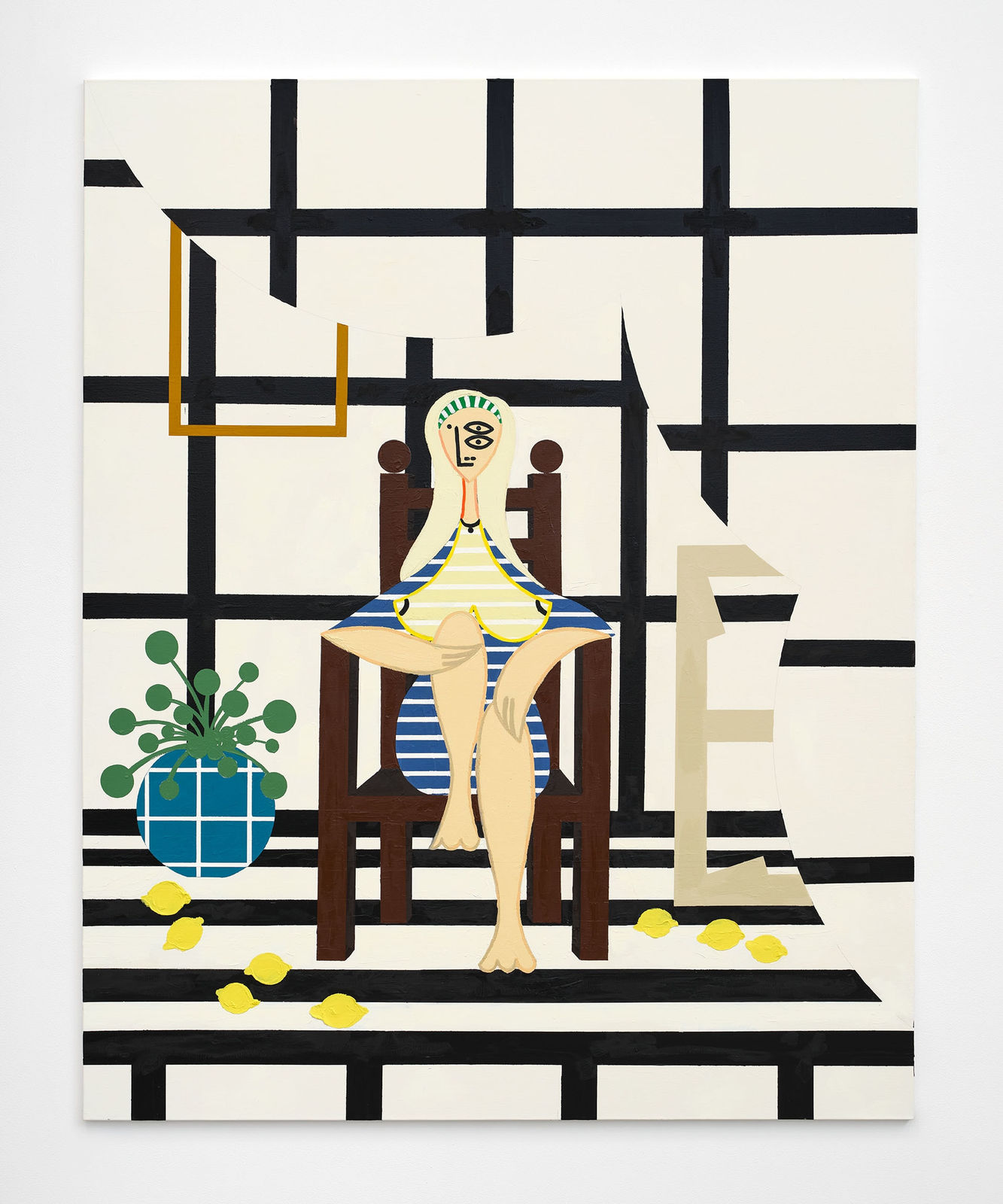 Farah Atassi, Seated Woman with Yellow Hair 2, 2023