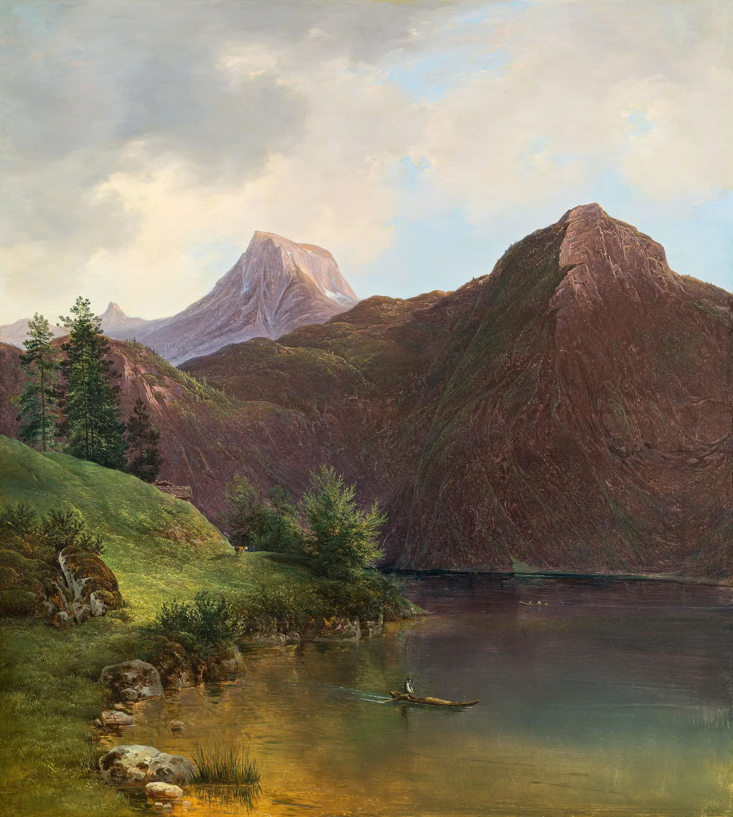 Franz Steinfeld, Partie vom Hallstätter See mit Krippenstein und Seewand vom Ostufer (links hinten der Däumelkogel), 1833