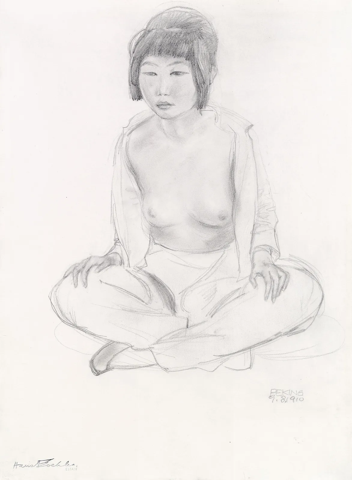 Hans Boehler, Sitzende Chinesin mit überkreuzten Beinen, 1910