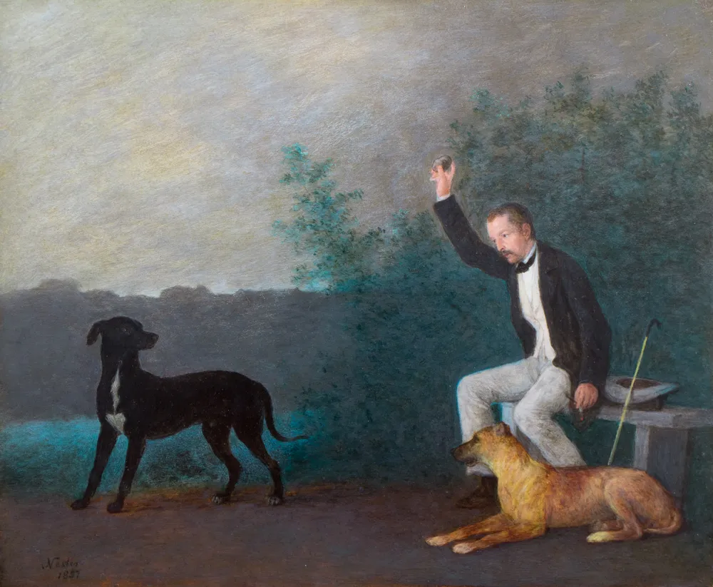 Michael Neder, Ein Herr mit zwei Hunden, 1857