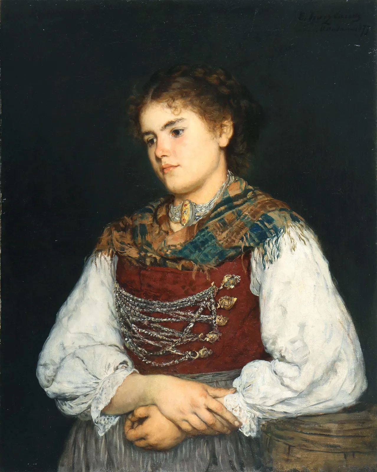 Eduard Kurzbauer, Junge Münchnerin in Tracht, 1877
