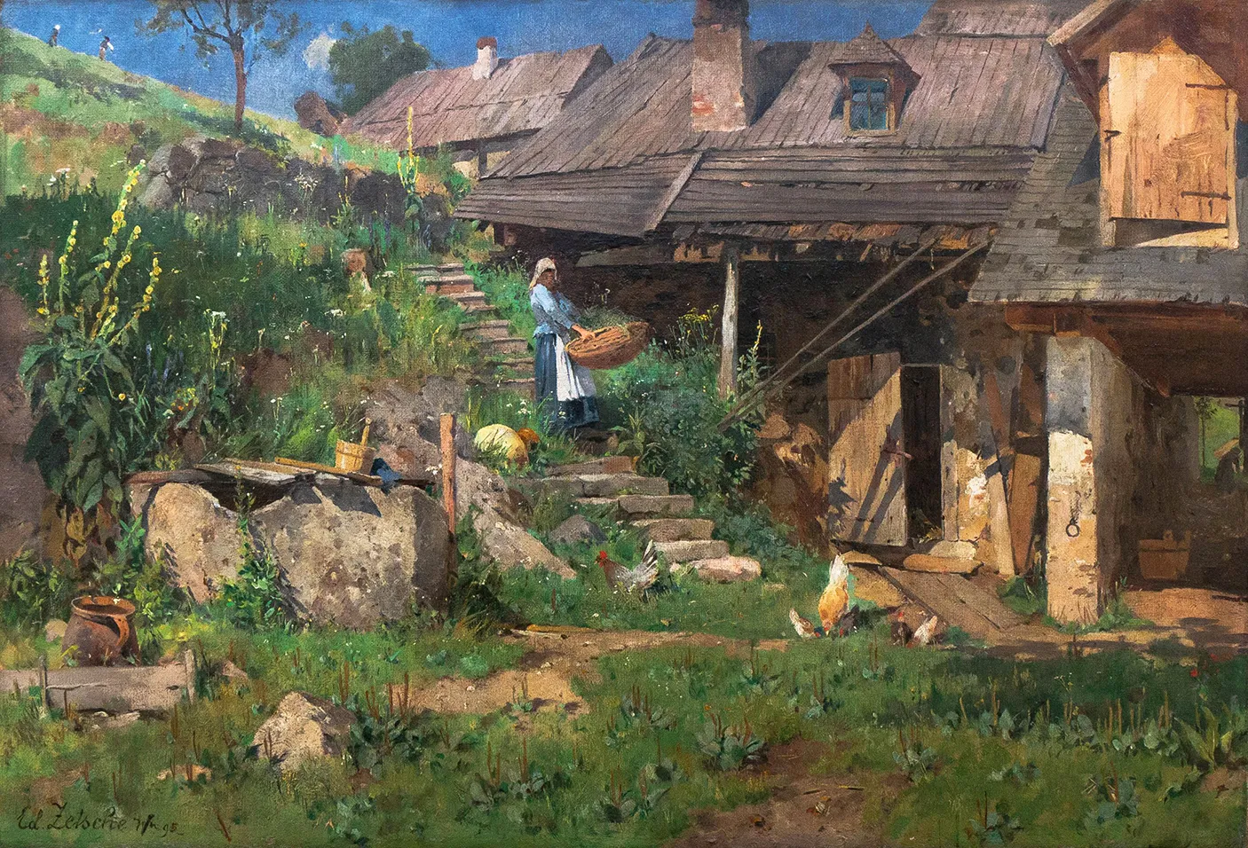 Eduard Zetsche, Hintaus in einem Waldviertler Bauernhof, 1895