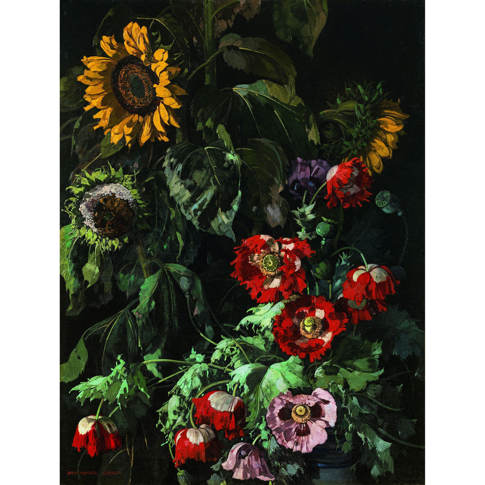Josef Stoitzner, Mohn- und Sonnenblumen, um 1920