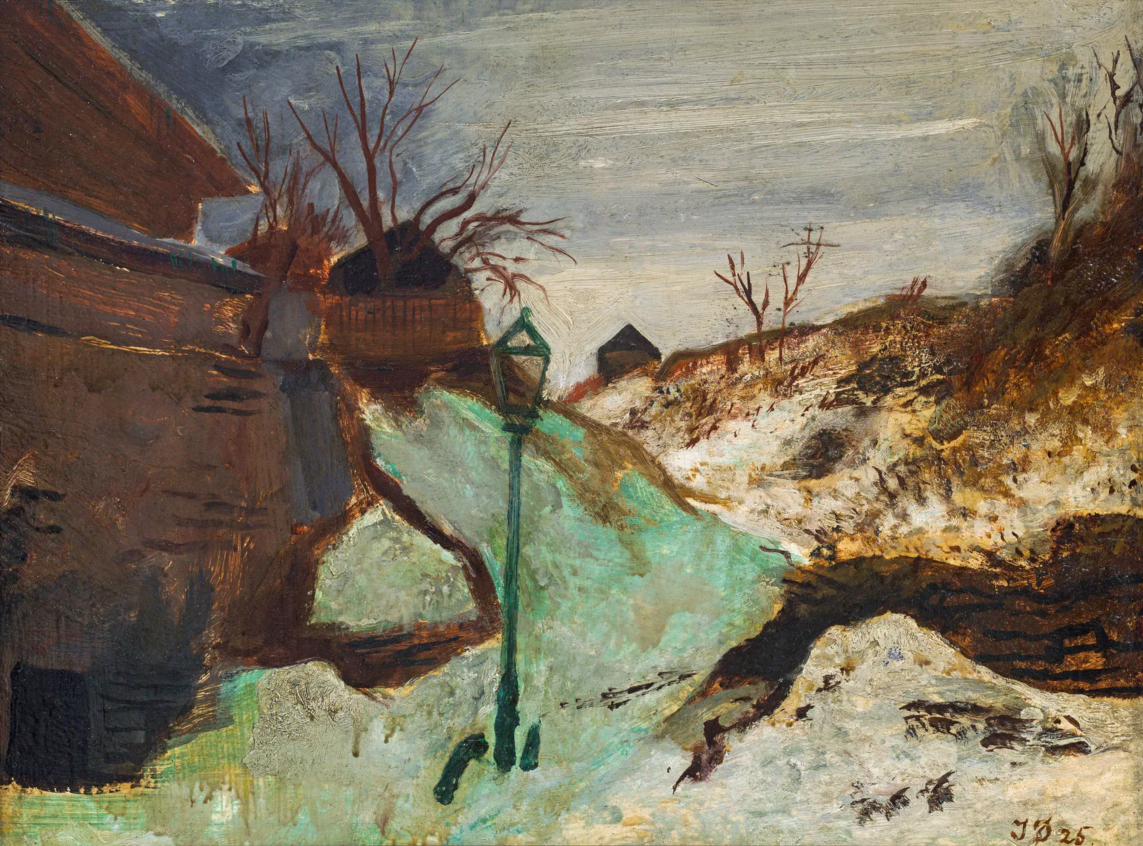 Josef Dobrowsky, Winterlandschaft mit Laterne, 1925