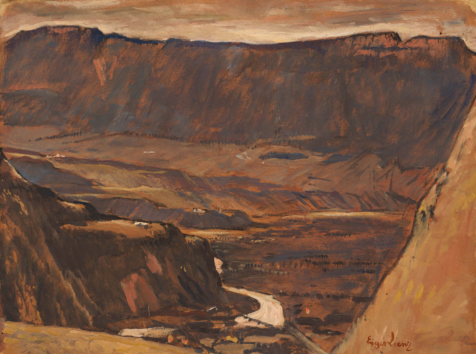 Albin Egger-Lienz, "Blick auf die Mendel bei Bozen", wohl 1913