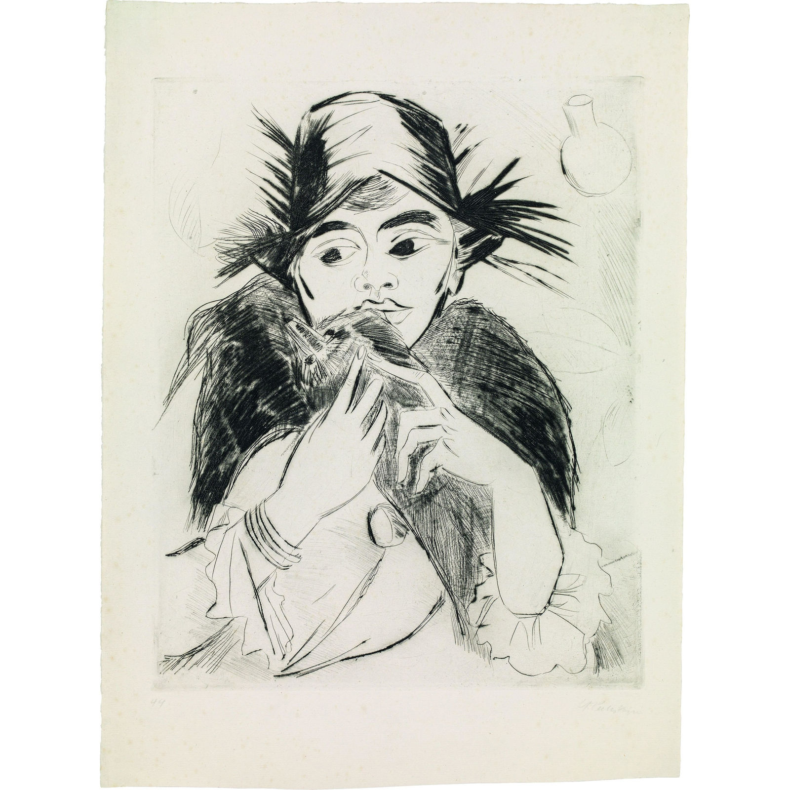 Hermann Max Pechstein, Frau mit Pelz, 1917