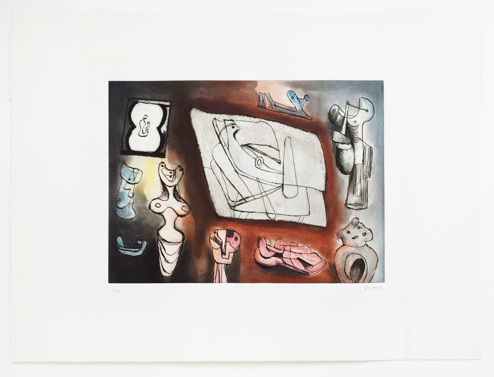 HENRY MOORE, Composition VII, from: Sculptural Ideas, 1980/81