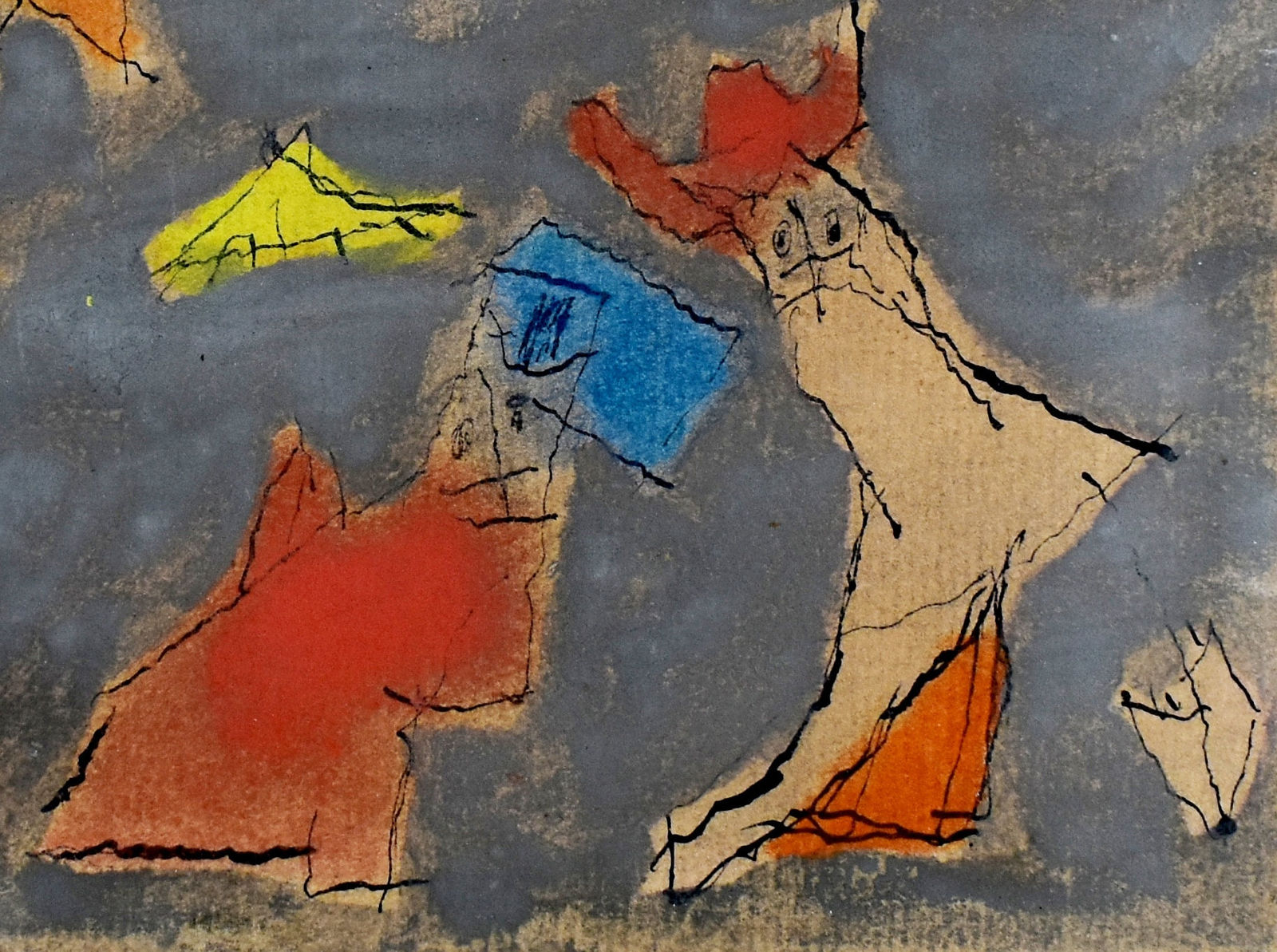 LYONEL FEININGER, Three Figures with Umbrellas, ca. 1954