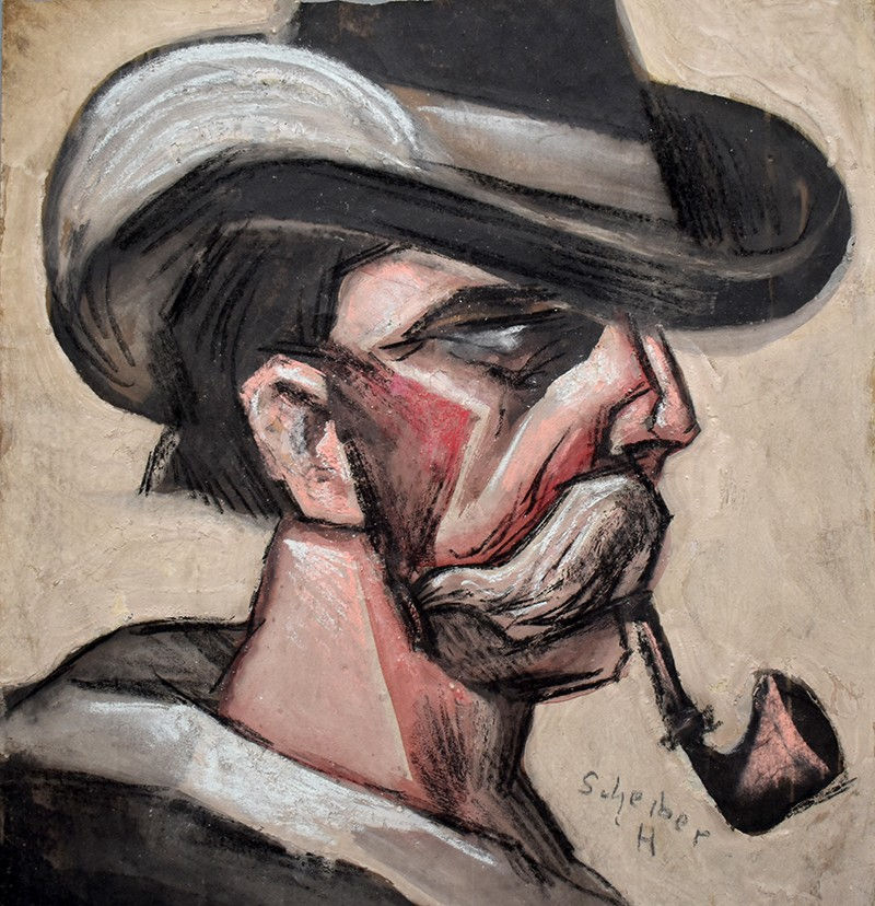 HUGO SCHEIBER, Man Smoking a Pipe