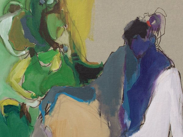 ITZCHAK TARKAY, Woman in Yellow and White Dress