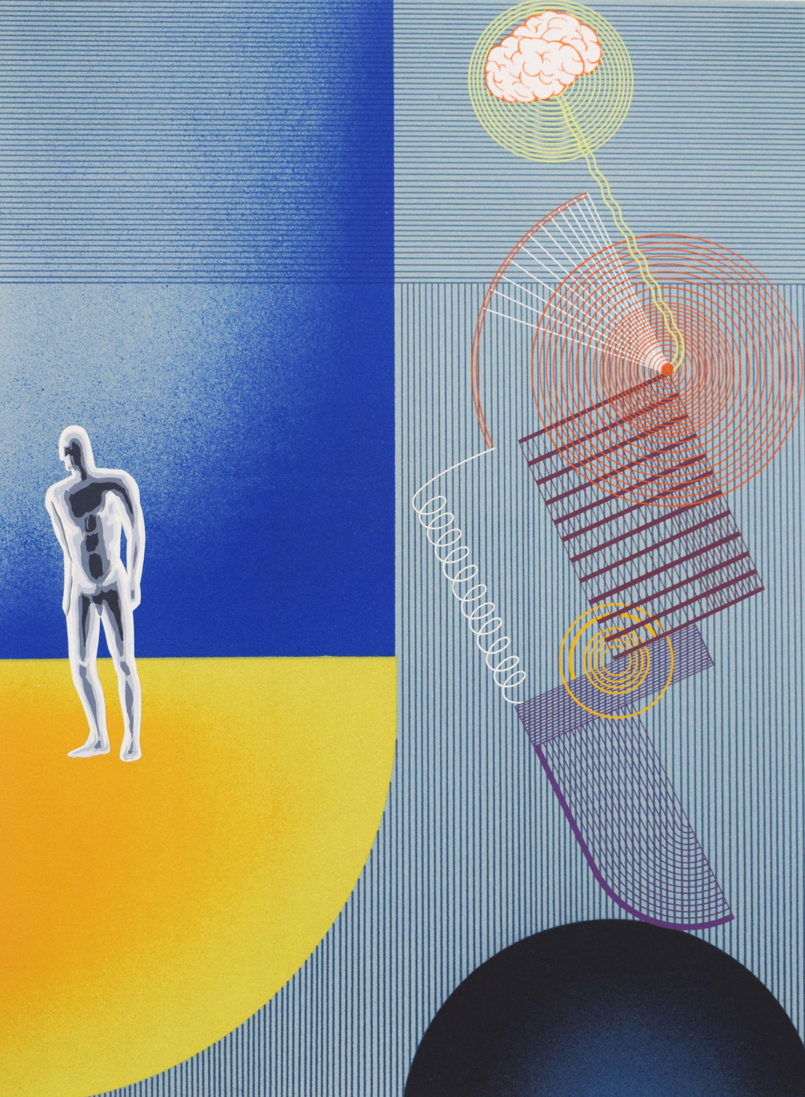 VICTOR VASARELY, Blue Study, from: The Discourse on Method | Étude bleue: Le discours de la méthode, 1969