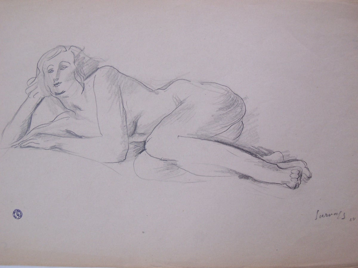 LEOPOLD SURVAGE, Lying Nude Resting on her Arm, 1924