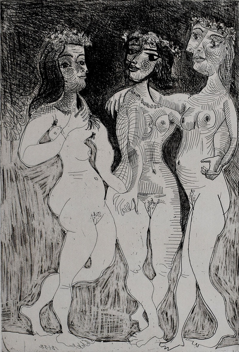 PABLO PICASSO, The Three Graces Crowned with Flowers | Les trois grâces couronnées de fleurs, 1938/1961