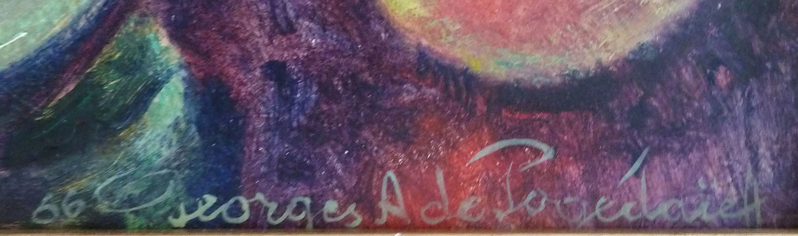 GEORGES DE POGEDAIEFF, Five Hollyhocks and Two Peaches / Cinque Roses Tremières et Deux Pêches, 1966