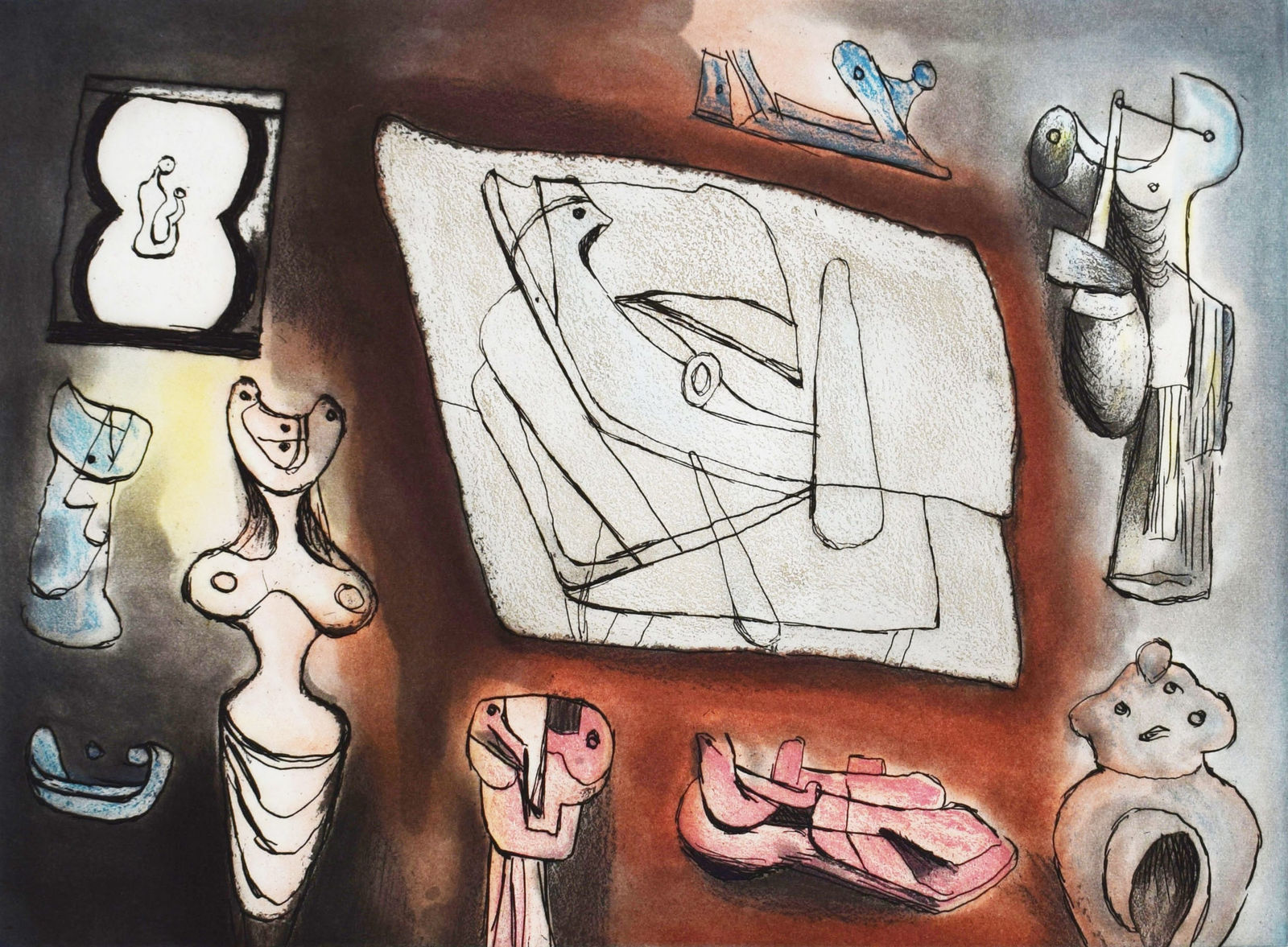 HENRY MOORE, Composition VII, from: Sculptural Ideas, 1980/81