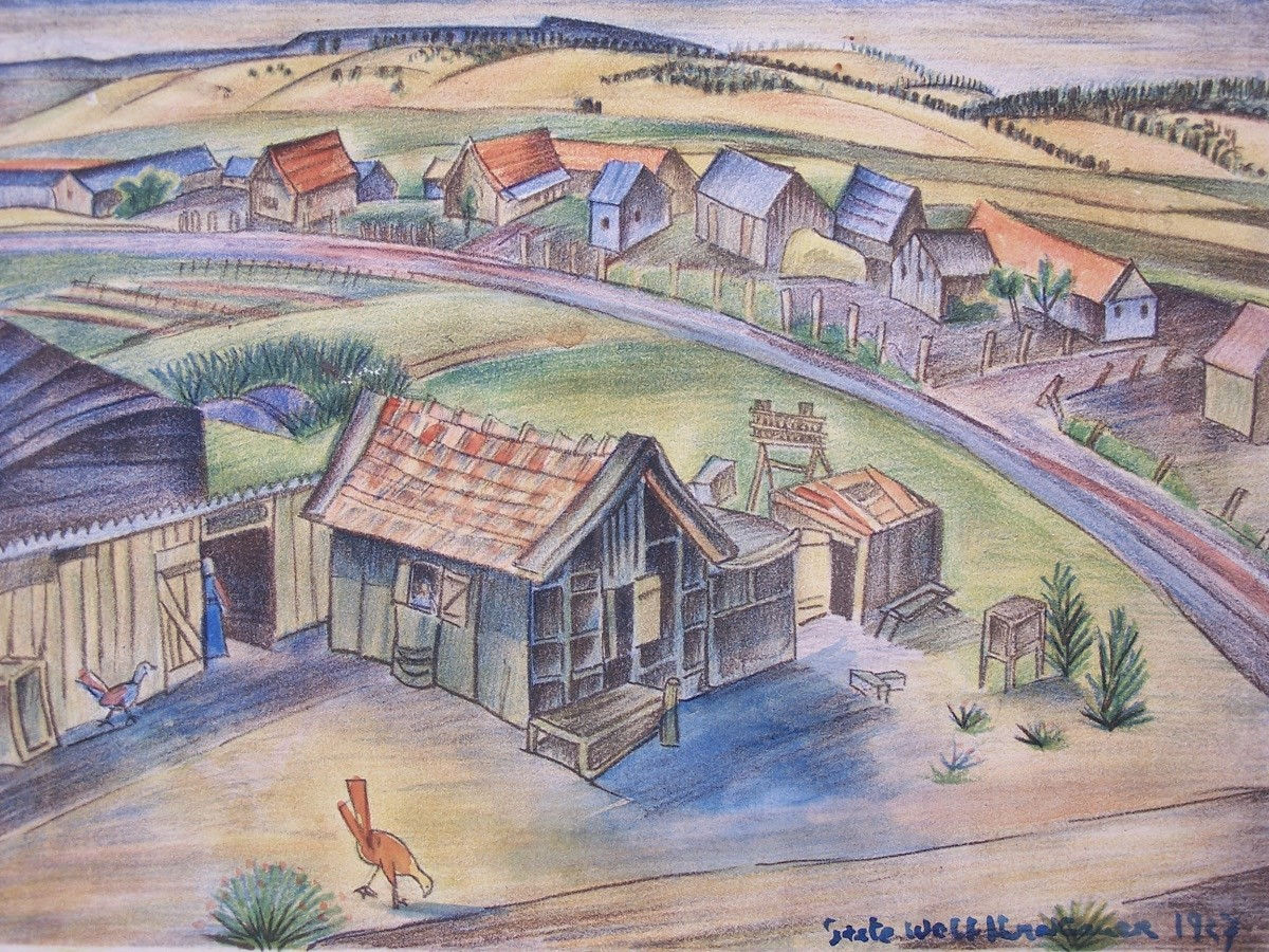 GRETA KRAKAUER WOLF, Farm Landscape in the Hills, 1927