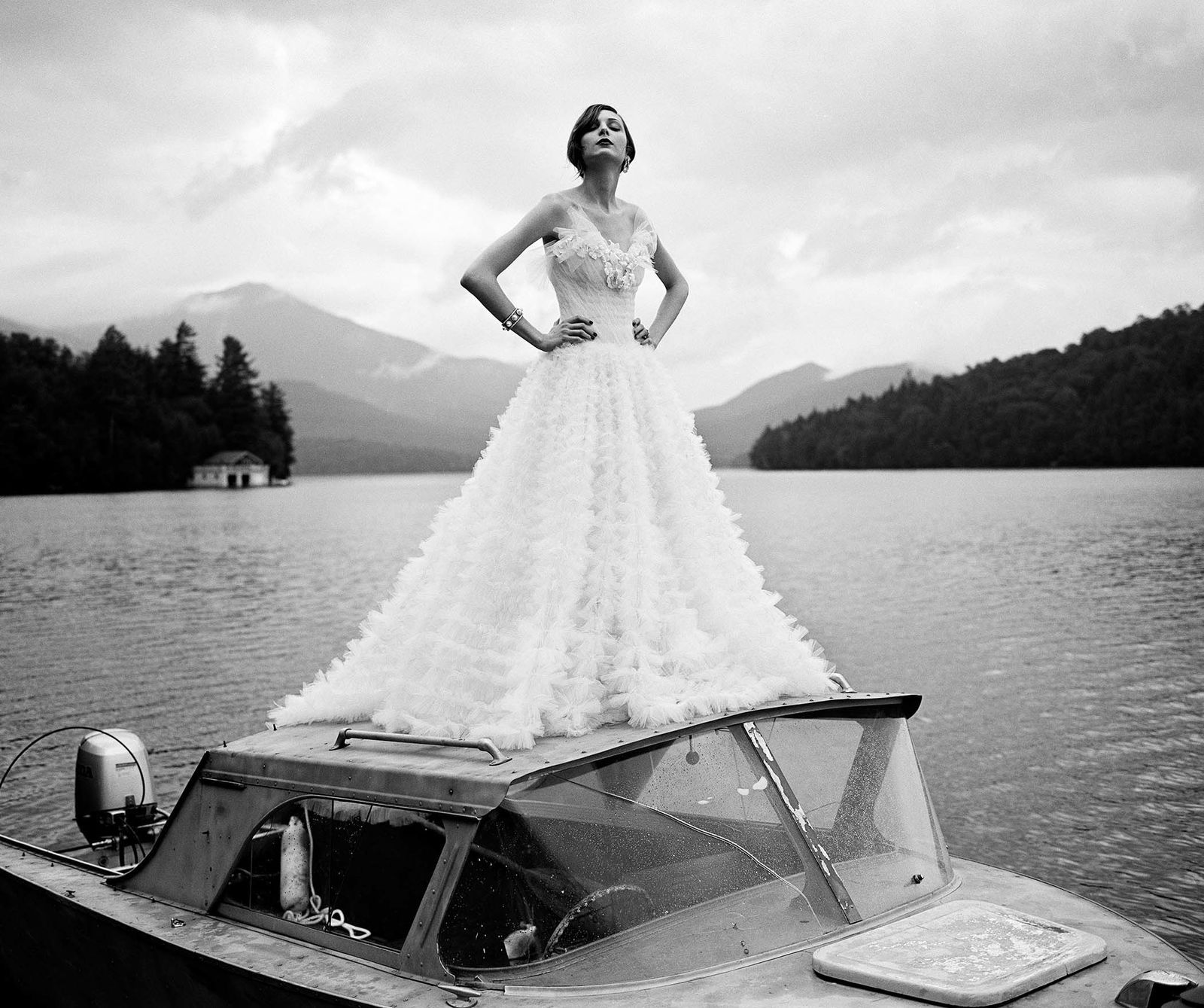 Rodney Smith photograph woman on boat Lake Placid buy here Gilman Contemporary Sun Valley art gallery