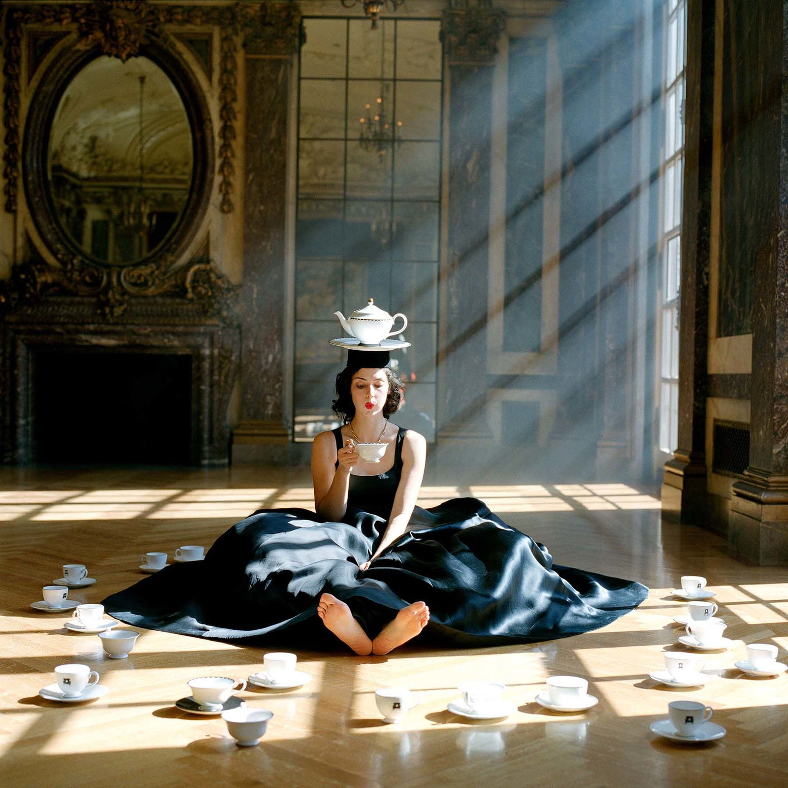 Zoe balancing teapot on Head Rodney Smith photograph buy here Sun Valley Art gallery Gilman Contemporary