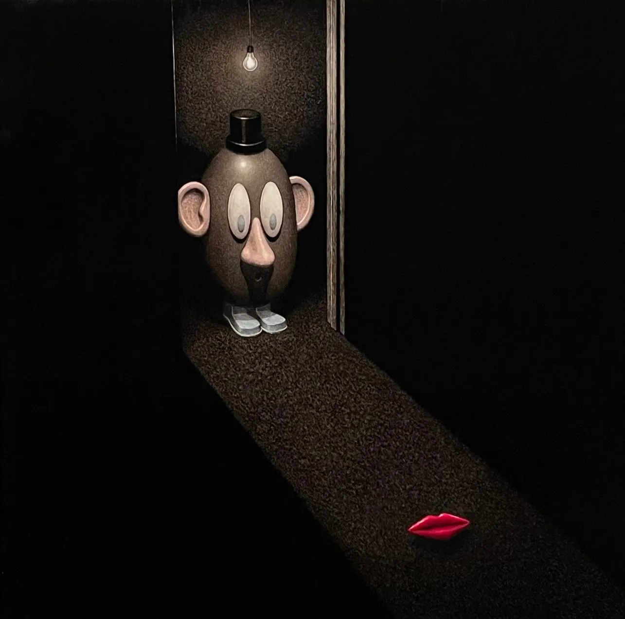 Wax paintings Mr Potato Head with lips on floor Matt Duffin buy Gift of Gab