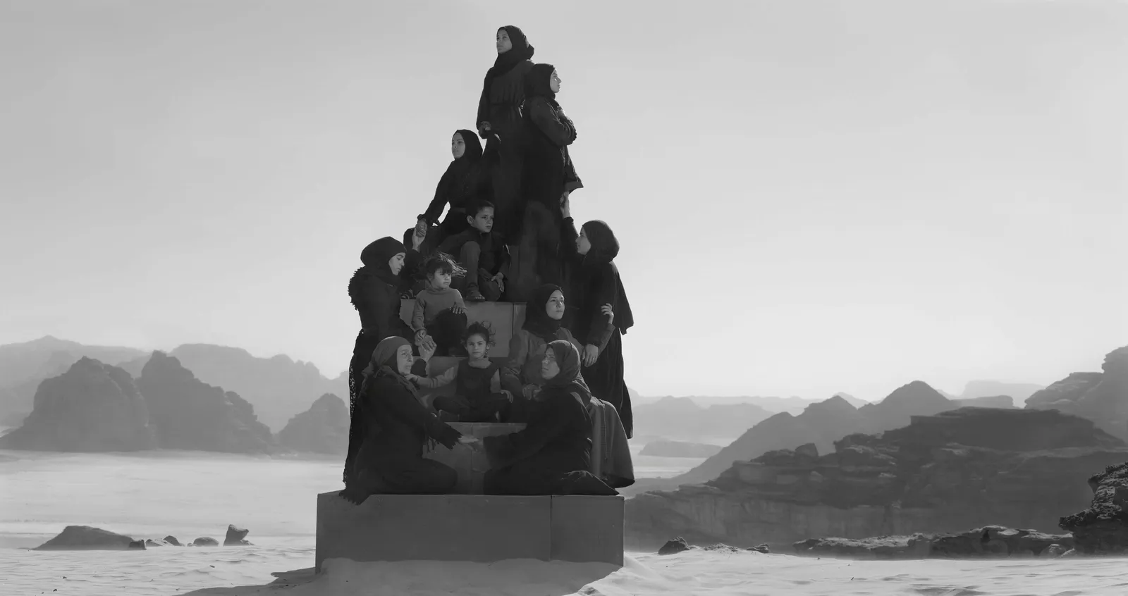 Nick Brandt Black and white photography Syrian Refugees in Jordon Desert available at Gilman Contemporary