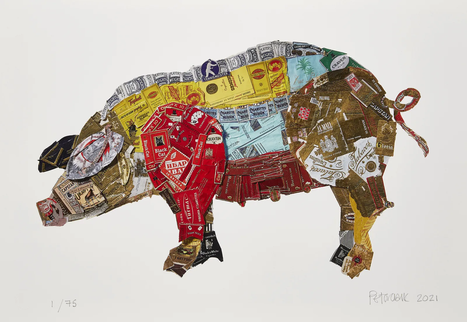 print of collaged pig by Peter Clark