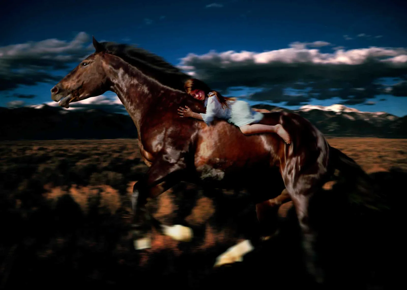 Tom Chambers photograph girl riding horse purchase Summer Night ride Gilman Contemporary Sun Valley art gallery ID