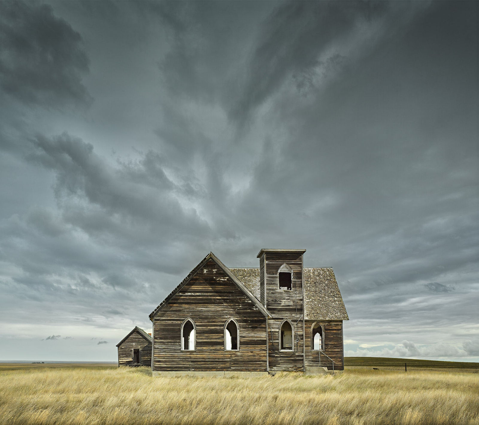 Jim Westphalen photograph rustic church in field with dark sky gilman contemporary