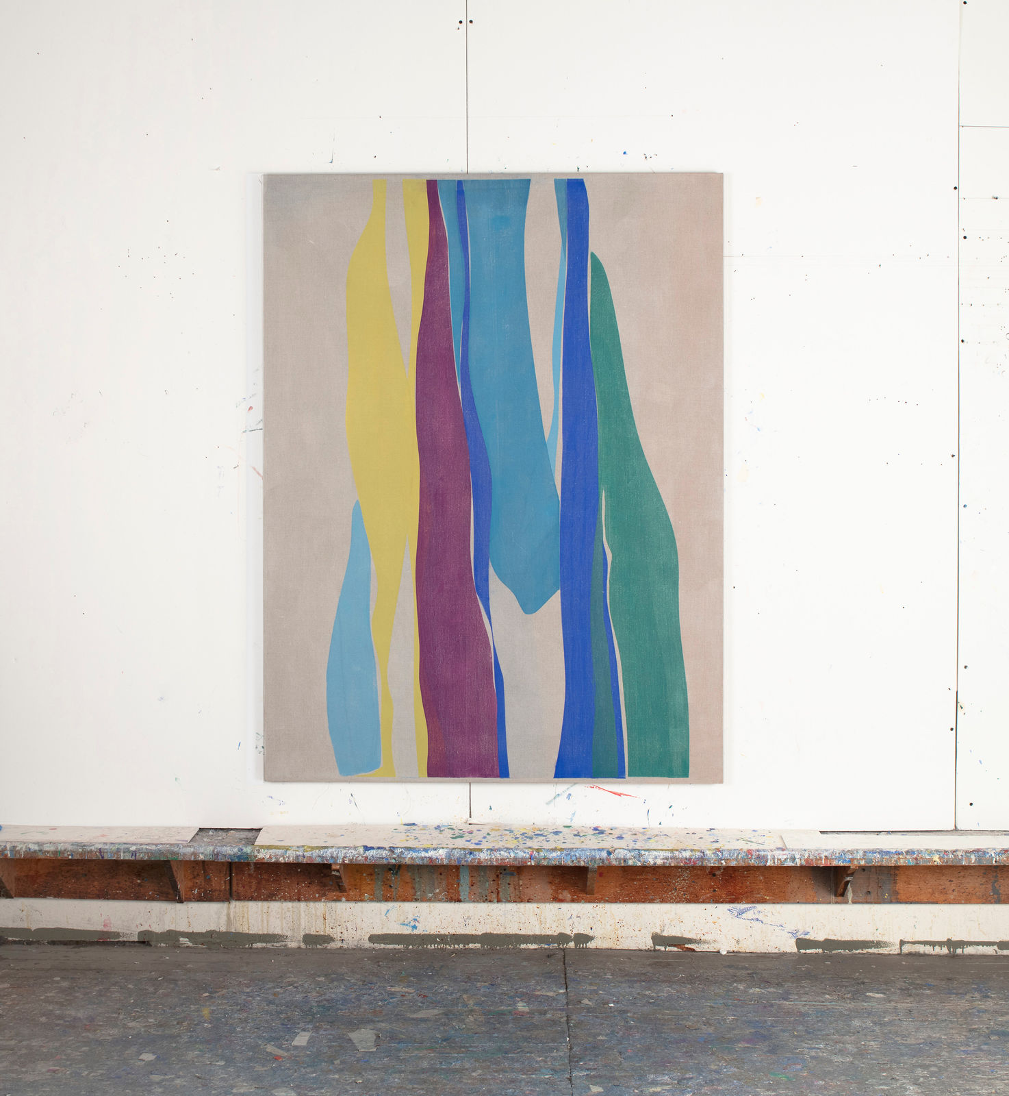 abstract oil on canvas in the studio by Joanne Freeman