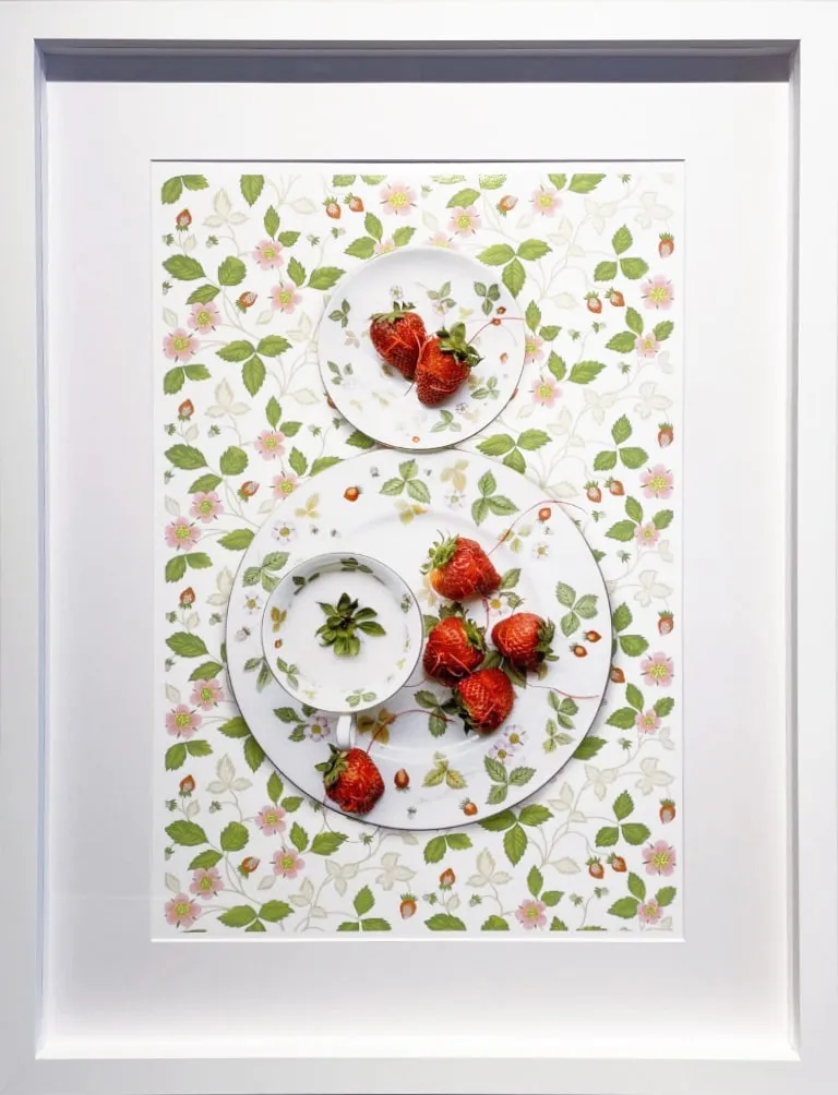 wild strawberries on a flowering china