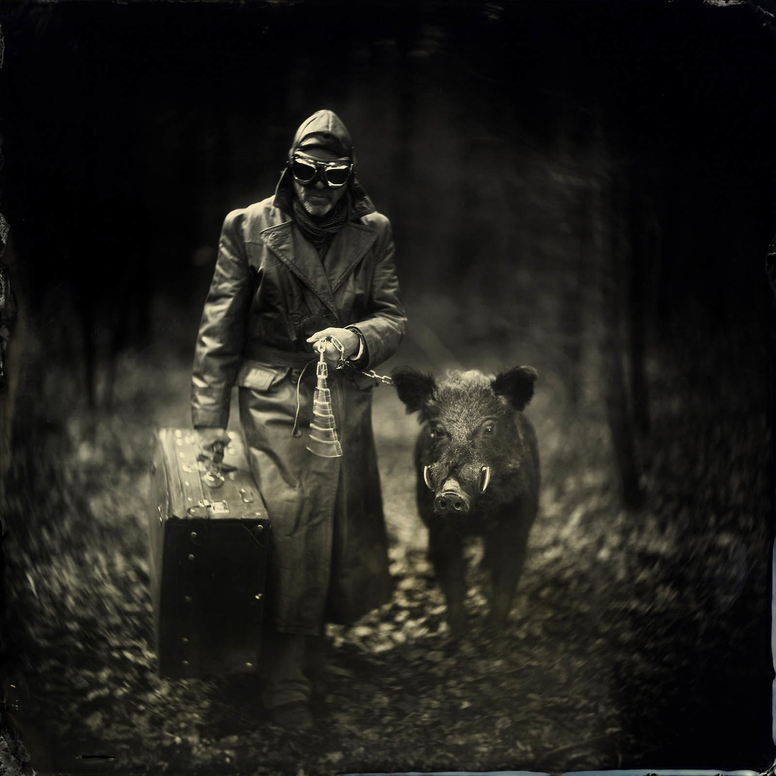 Alex Timmermans photography buy here collodion wet plate man with a boar Sun Valley Idaho art gallery Gilman Contemporary