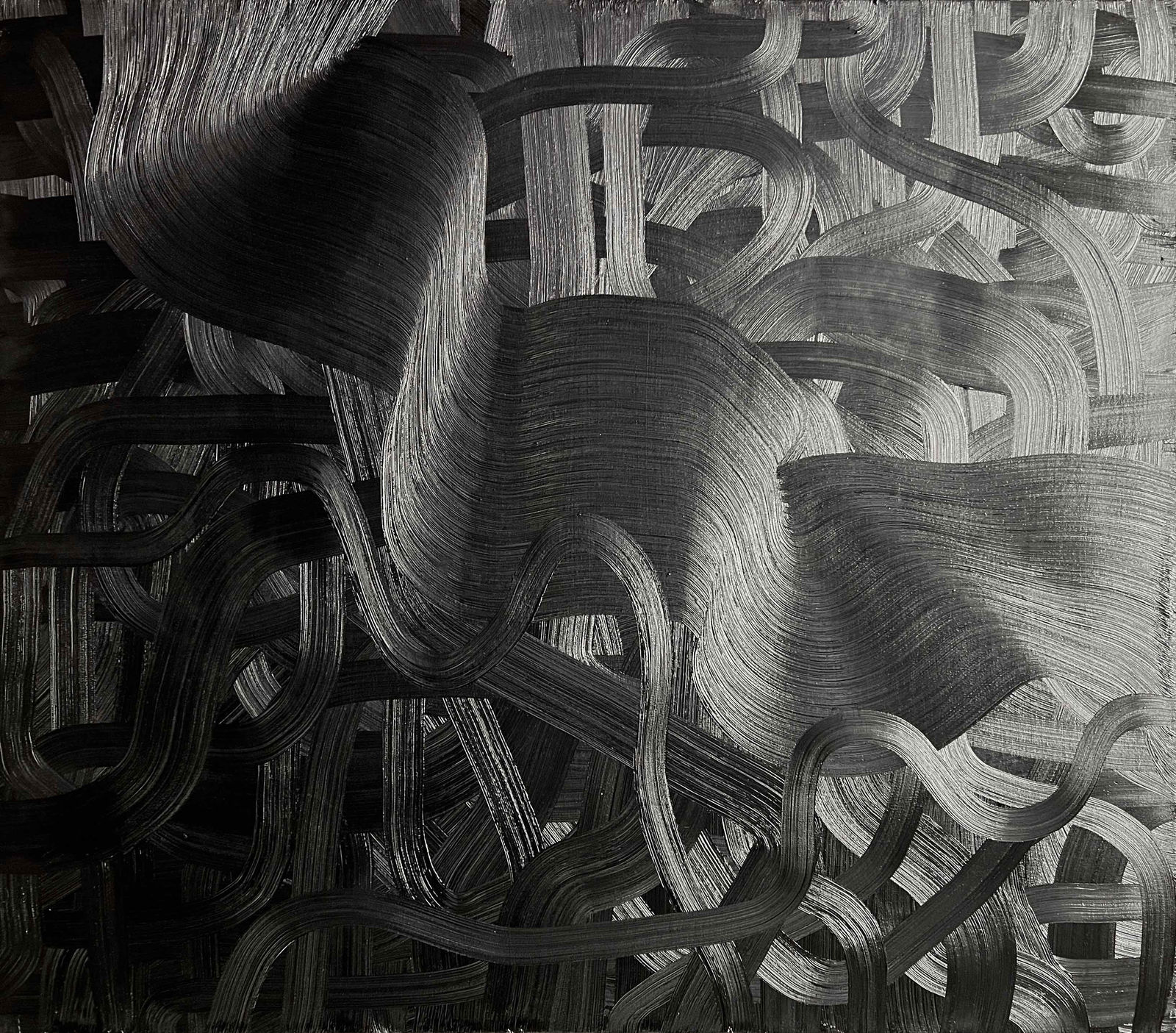 James Austin Murray sweeping brushwork jet black paint reflects light purchase at Gilman Contemporary