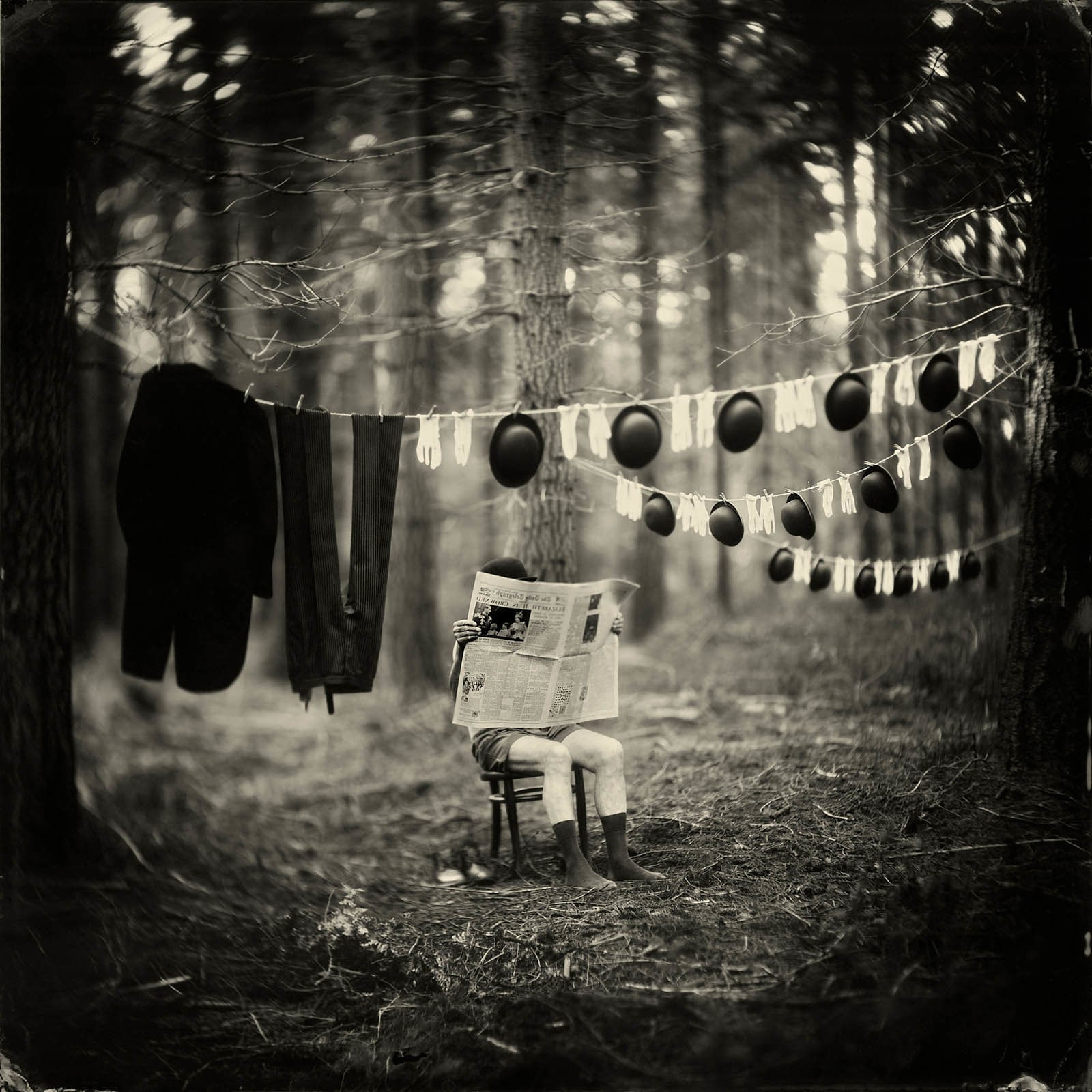 buy Alex Timmermans photography collodion wet plate print man with bowler hats Gilman Contemporary Sun Valley art gallery