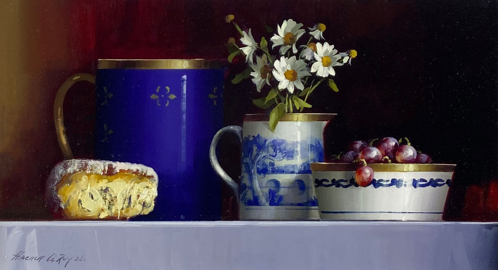 David French Le-Roy, Blue Tableware and Daisies