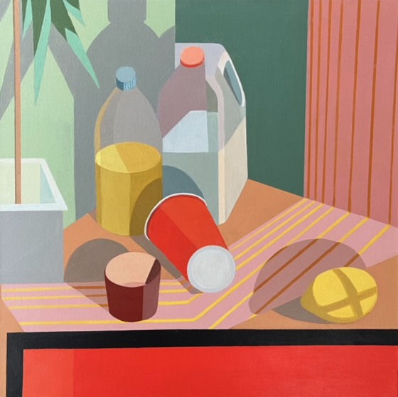 Jenny Belton, Still Life with Solo Cup and Houseplant