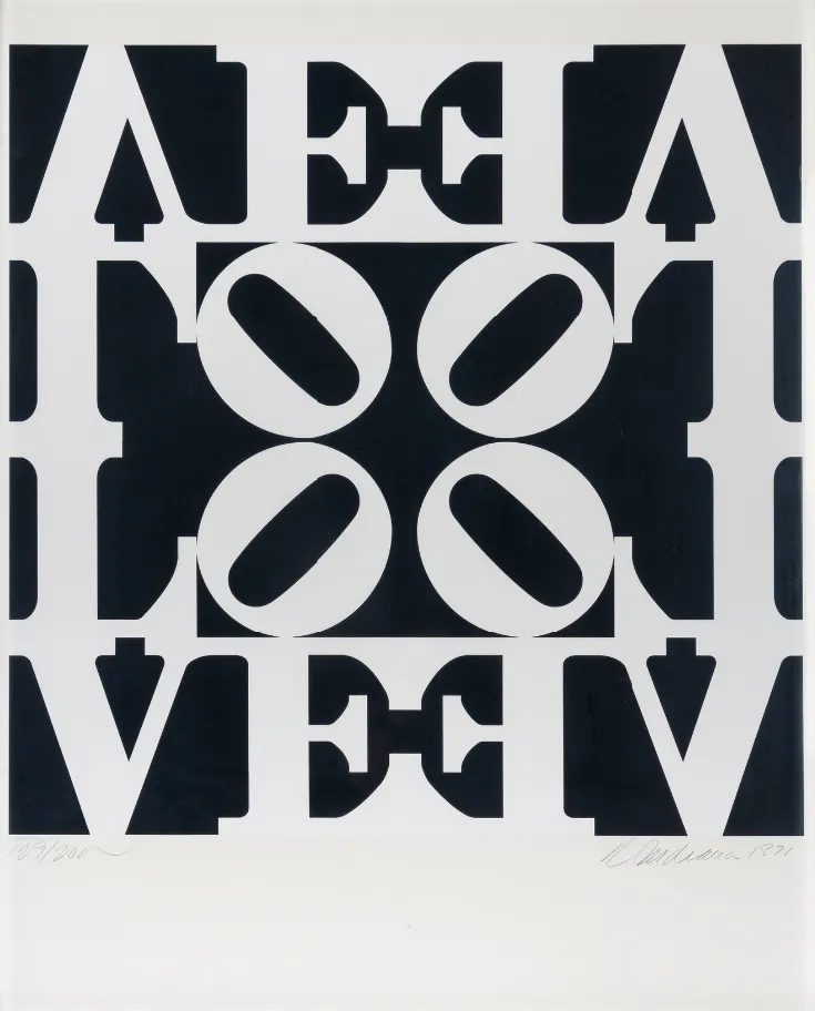 Robert Indiana, Black and White LOVE, from Decade , 1971