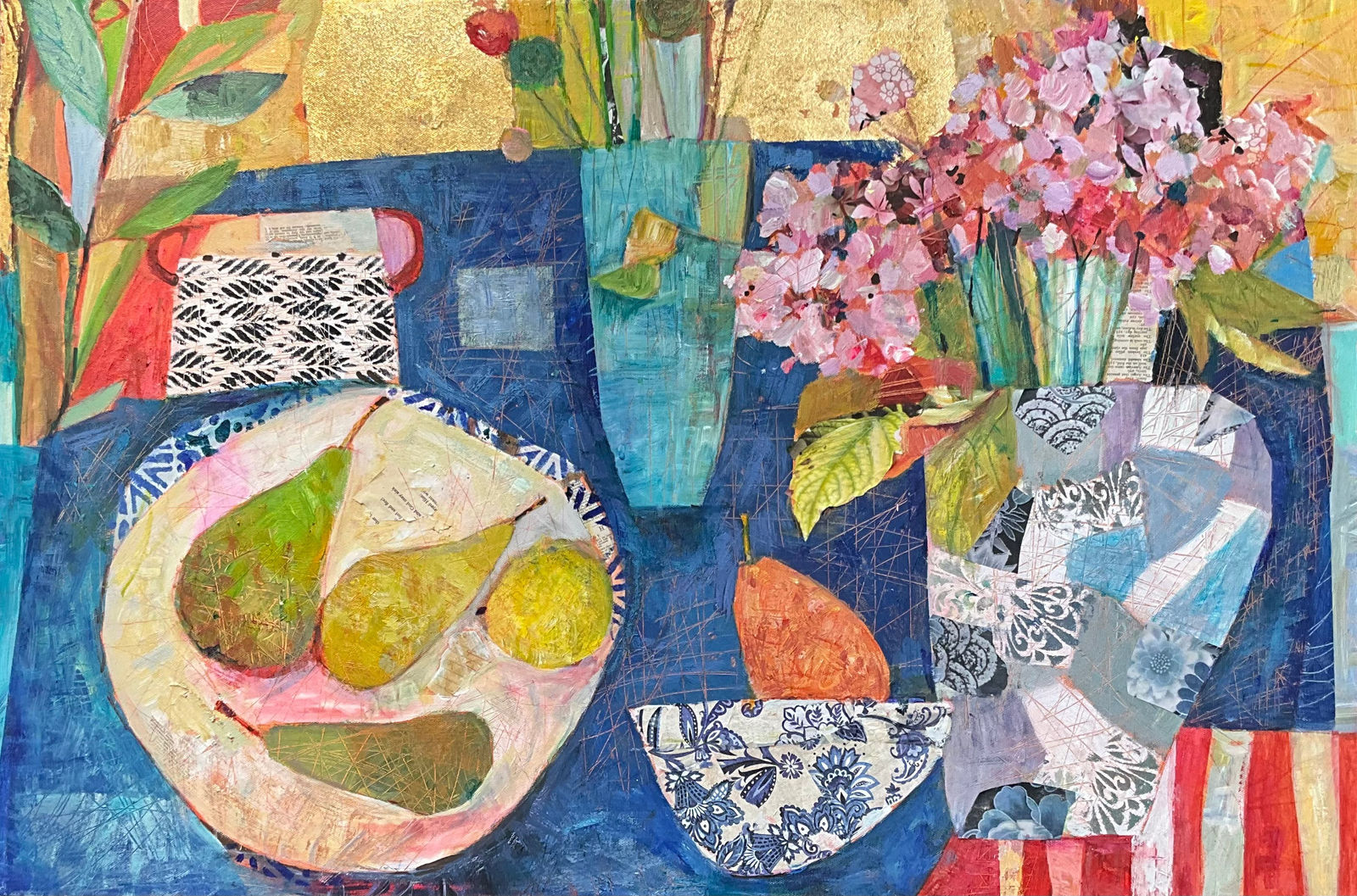 Sally Anne Fitter, Pears and Hydrangea, 2024