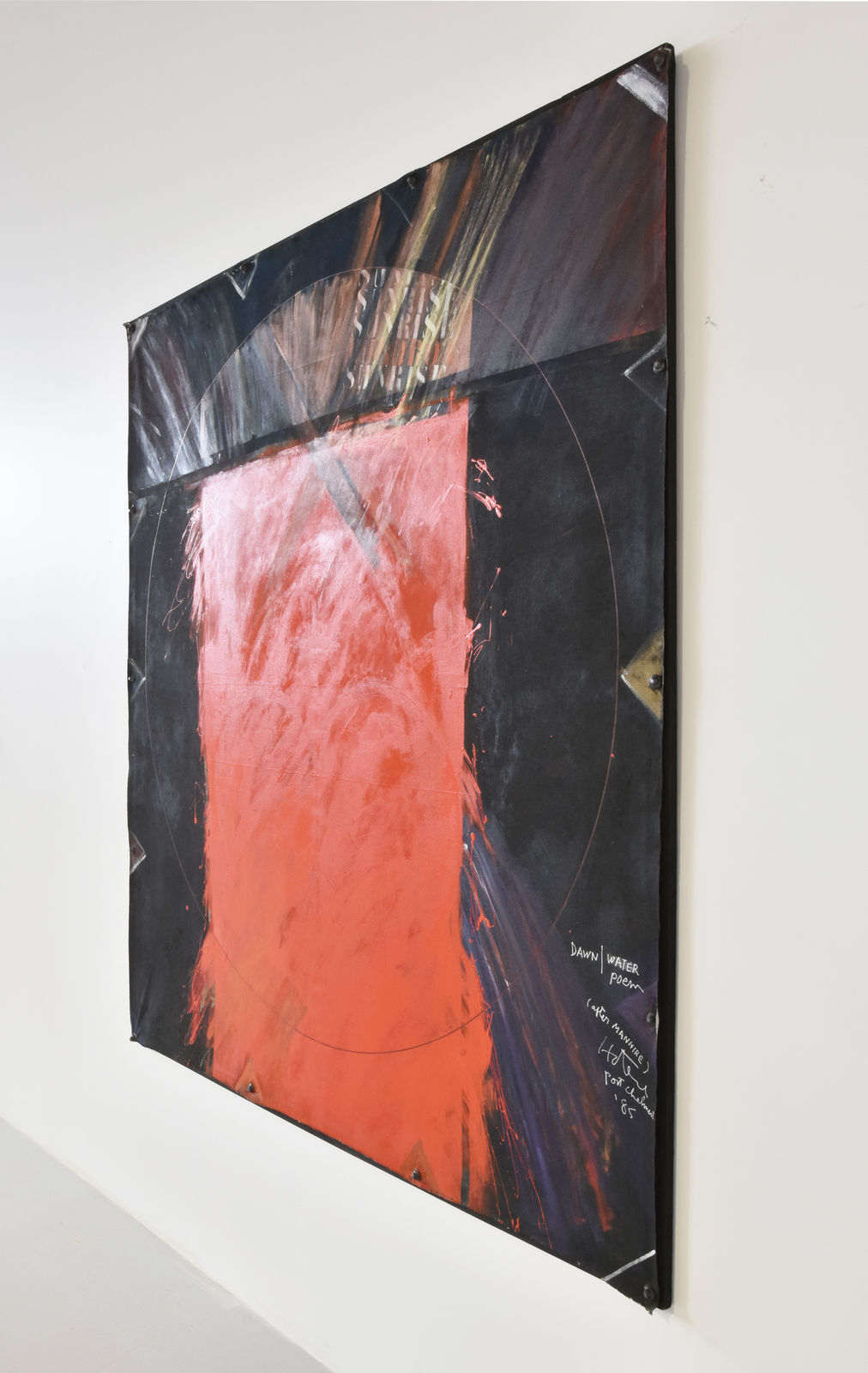 Ralph Hotere, Sunrise Mururoa / Dawn / Water Poem (After Manhire), 1985